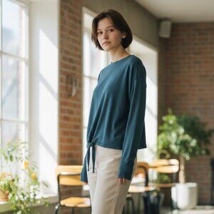 Athleta Teal Long Sleeve Lightweight Long Sleeve Sweater Women's Small Athletic